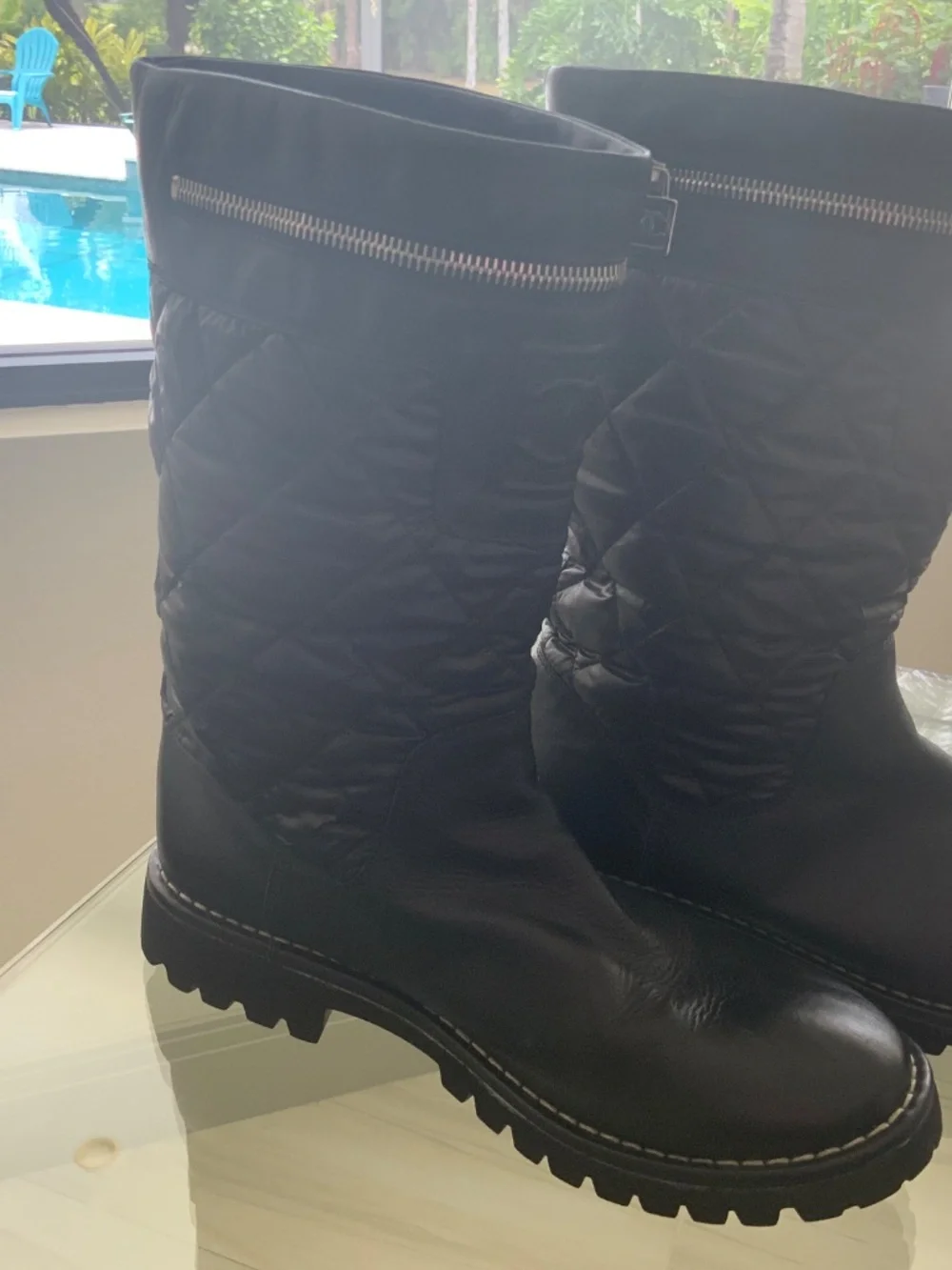 BRAND NEW NEVER WORN CHANEL BLACK QUILTED LEATHER BOOTS PAID $2500.00